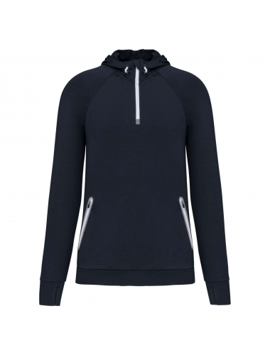 ZIP NECK HOODED SPORTS SWEATSHIRT