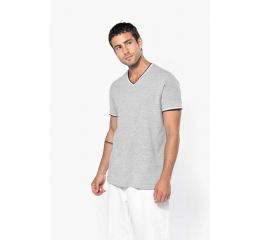 MEN'S PIQUÉ KNIT V-NECK T-SHIRT