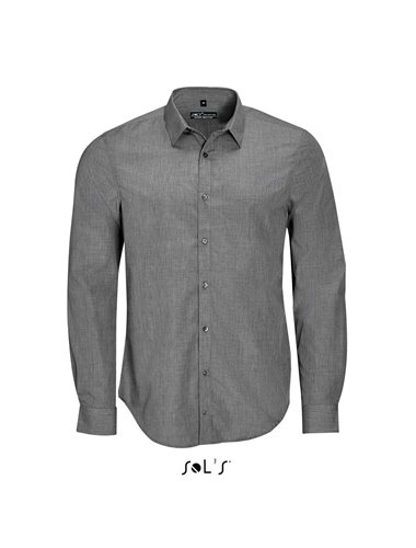 BARNET MEN LONG SLEEVE HEATHER POPLIN SHIRT