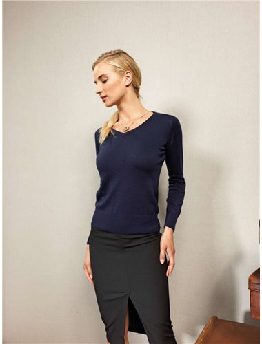 LADIES V-NECK KNITTED SWEATER