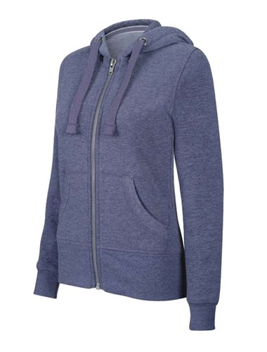 LADIES' MELANGE FULL ZIP HOODED SWEATSHIRT