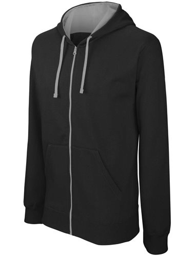 CONTRAST HOODED FULL ZIP SWEATSHIRT