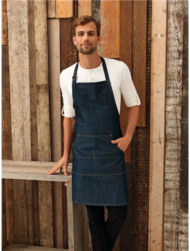 JEANS STITCH DENIM BIB APRON