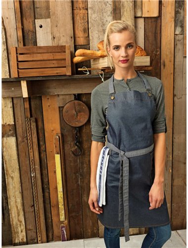 "DISTRICT" WAXED LOOK DENIM BIB APRON