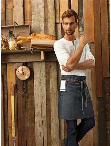 "DIVISION" WAXED LOOK DENIM WAIST APRON