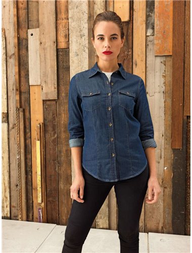 LADIES’ JEANS STITCH DENIM SHIRT