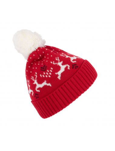 WINTER BEANIE WITH REINDEER DESIGN