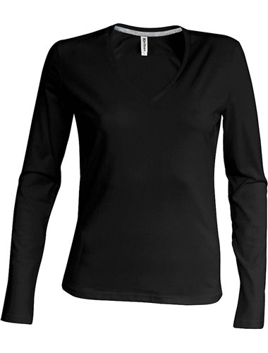 LADIES' LONG-SLEEVED V-NECK T-SHIRT