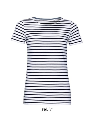 SOL'S MILES WOMEN - ROUND NECK STRIPED T-SHIRT