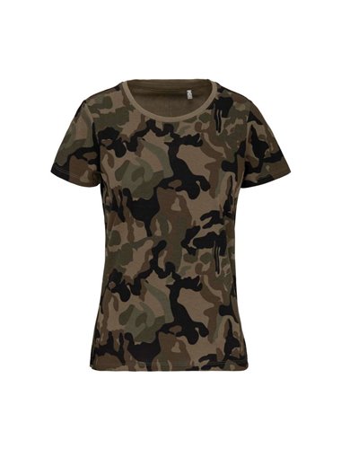 LADIES' SHORT-SLEEVED CAMO T-SHIRT