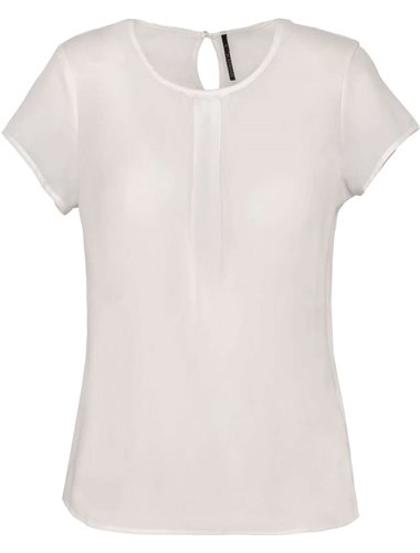 LADIES' SHORT-SLEEVED CREPE BLOUSE