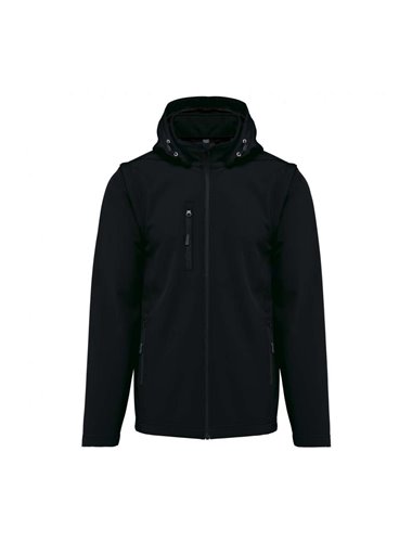 UNISEX 3-LAYER SOFTSHELL HOODED JACKET WITH REMOVABLE SLEEVES