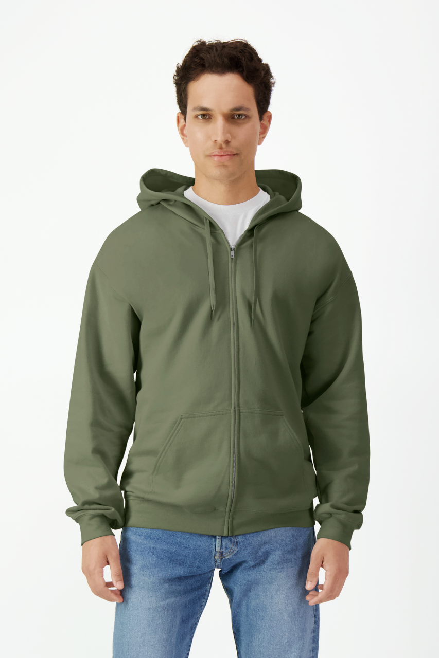 SOFTSTYLE™ MIDWEIGHT FLEECE ADULT FULL ZIP HOODED SWEATSHIRT