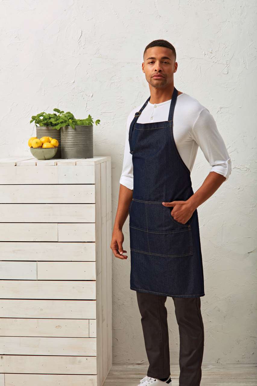 JEANS STITCH DENIM BIB APRON