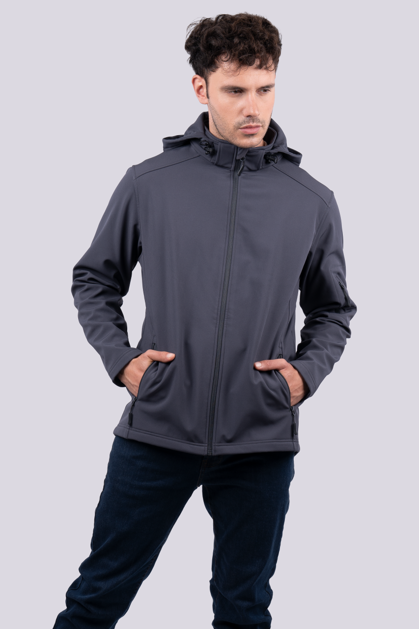 MEN’S 3-LAYER DETACHABLE HOODED SOFTSHELL JACKET