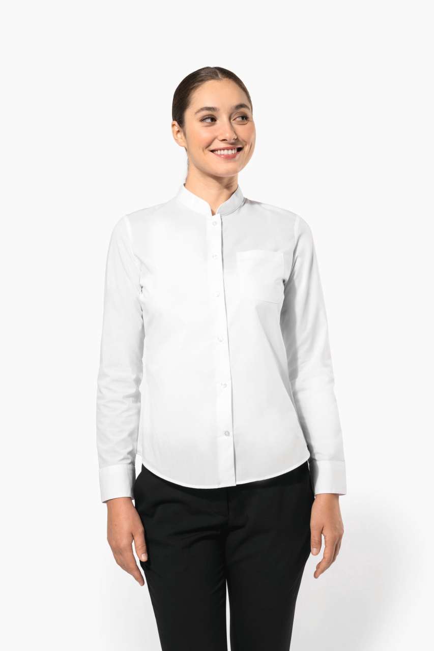 LADIES' LONG-SLEEVED MANDARIN COLLAR SHIRT