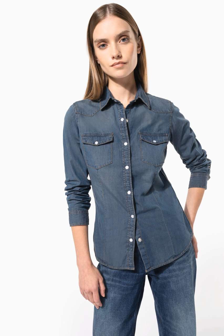LADIES' LONG-SLEEVED DENIM SHIRT